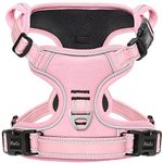 HEELE Dog Harness, No Pull Dog Harness Medium, Release on Neck, Reflective Adjustable Dog Harness with Front Back 2 Leash Attachments and Soft Padded Control Handle for Walking Training, Light Pink, M