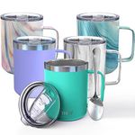 Stainless Steel Insulated Coffee Mug - THILY 12 oz Triple-Insulated Travel Cup with Handl and Lid, Keep Coffee Cold, Powder Coated Travel Mug, Teal