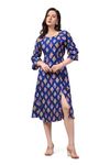 Fashion Dream Women's Blue Floral Printed Dresses(FDWDRS00147 BLU XS_Blue_XS)