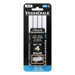 VersaChalk White Liquid Chalk Markers for Blackboards (4 Pack, 5mm, Fine Tip) - Erasable Washable Chalk Pens for Chalkboard Signs, Windows, Glass, Events, Schools, Office Supplies, and Business