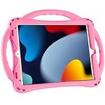 TOPESCT iPad 10.2 case, iPad 9th/8th/7th Generation Case for Kids, Built-in Handle Stand, Comes with a Strap, Silicone Shockproof iPad 10.2 inch 2021 Case (Pink)