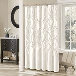 Madison Park Laurel White Shower Curtain, Solid Transitional Shower Curtains for Bathroom, 72 X 72, Cream