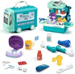 Dentist Kit for Kids, 3 in 1 Dentist Toys for Kids, Pretend Play Medical Doctor Kit with Teeth Toy and Dental Accessories, Toys for Boys Girls 3 4 5 Years Old (34 Pieces)