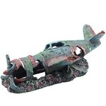 Fish Tank Decoration Fighter Vintage Airplane Ruins Submarine Landscape Fish Shrimp Shelter Cave Hideout Resin Aquarium Decor Turtle Tank Decoration