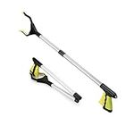 Trash Picker Reacher Grabber Tool, 26" Foldable Pickup Tool, Grabber Reacher Tool for Elderly, Lightweight Aluminum Reaching Aid with Rotating Rubber Gripper, Garden Nabber (26" Yellow)