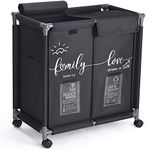 XCELLENT GLOBAL Laundry Sorter Cart with Lid, 110L 2 Sections Oxford Cloth Hamper on Wheels for Family Dorm Room Clothing Throws Toys (22.6 * 13.6 * 26.6IN) HG633