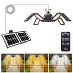 Solar Shed Light Indoor Outdoor,Solar Foldable Light with 1100LM 320LED IP65 Waterproof, Solar Pendant Light with Remote & 3 Lighting Modes, Solar Security Motion Sensor Lights for Yard Barn Gazebo