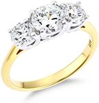 Old English Jewellers 9ct Yellow Gold on Silver 2.00ct Three Stone Engagement Ring size J K L M N O P Q R S T U V (S)