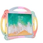 iPad 6th Generation Case, iPad 5th Generation Case, TopEsct Kids Case for New iPad 2017/2018 9.7 inch Built-in Handle Stand, Comes with a Strap Silicone Shockproof iPad Air & Air 2 Cover (Rainbow)