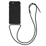 kwmobile Crossbody Case Compatible with Apple iPhone SE (2022) / iPhone SE (2020) / iPhone 8 / iPhone 7 Case - TPU Silicone Cover with Strap - Black