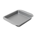 Meyer Bakemaster Carbon Steel Non Stick Square Cake Pan | Baking Tray | Non Stick Pan | Cake pan | Brownie Tray | Cake Mould | Kitchen Essentials | Pudding Tray, 23cm, Grey