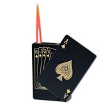 Jet Torch Butane Lighter,Red Flame Ace Card Lighter Windproof Refillable Playing Cards Cool Design, Exquisite Packaging for Festival, Birthday, Candle, Gift Men (Black)