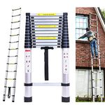 Aluminum Extension Straight Ladder 16.4FT Non-Slip Extending Attic Loft Ladder Lightweight Folding Ladders Extendable Multi Purpose 13 Steps Ladder, 150Kg/330lb Load Capacity