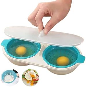 XTAIQD Microwave Egg Poachers,Upgraded Microwave Egg Poacher,Mold Poached Egg Maker for Ovens Breakfast Cooking Kitchen Steamed Poached Egg Gadget,PP Double Cup Egg Cooker Egg.
