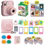 Fujifilm Instax Mini 11 Instant Camera + Shutter Compatible Carrying Case + Fuji Film Value Pack (20 Sheets) + Shutter Accessories Bundle, Color Filters, Photo Album, Assorted Frames (Blush Pink)