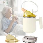 DegoCython 4 in 1 Adult Sippy Cup for Elderly Spill Proof, Transition Sippy Cup with 2 Interchangeable Lids, Easy-Grip Handle for Adults, Disabled Patients, Great for Water/Coffee/Soup (12oz/350ml)