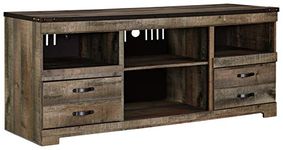 Signature Design by Ashley - Trinell Large TV Stand - Rustic - 63 Inch - Fireplace Option - Brown