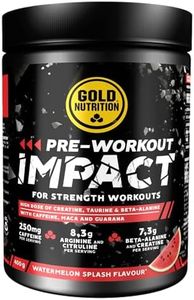 GoldNutrition Pre-Workout Impact | Potente Pre-Entreno en polvo | Bebída energética con Cafeína, Arginina y Citruliina, Beta-Alanina y Creatina | 400 g Sabor Sandía