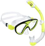 UTEBIT Kids Snorkel Set, Diving Mask for Children as Unisex Kids Swimming Goggles, Anti-Fog Diving Mask and Dry Top Snorkel Combo Set for Age 4-14, Yellow