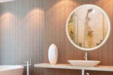 CIPLA PLAST Luxury Crystal Round Decorative Designer Mirror Frame with LED Light for Wall Hanging Bathroom, Makeup Mirror Living Room (Large, Silver 26 X 26 Inch)