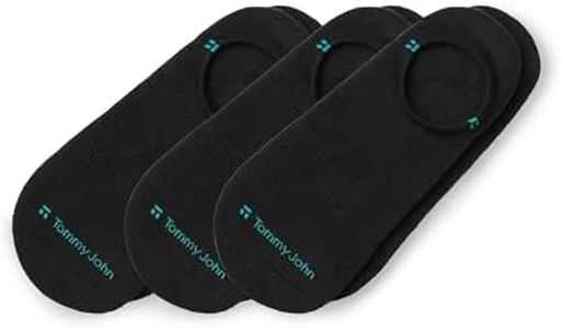 Tommy John Men's Cushioned No Show Sock, 3-Pack, Black, M/L