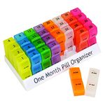 Deke Monthly pill organizer box. 32 compartments/boxes AM-PM daily pill organizer/each day.Pillbox medicine holder case dispenser. Supplement, medication, pills, vitamin. Small travel individual cases