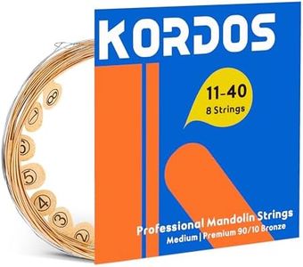 KORDOS Mandolin Strings, Vacuum-Sealed Packing Extended Life, for Mandolin- 90/10 Bronze Wound, Coated, Loop End, Hex Carbon Steel Core, Medium Gauge, 11-40