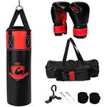 COSTWAY Kids Punch Bag, Heavy Filled Junior Boxing Bag Set with Gloves, Wall Bracket and Storage Bag, Punching Training Kit for Workout Muay Thai Martial Arts Taekwondo