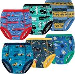 FLYISH DIRECT Potty Training Pants, Toddler Training Pants Absorbent, Car Training Pants for Boys, 100% Cotton, 6 Packs, 5T