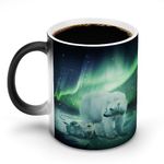 Northern Lights Polar Bear Magic Heat Sensitive Coffee Mug Color Changing Ceramic Mug Funny Gift