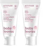 ATTITUDE Fluoride-Free Training Toothpaste for Baby and Child, Made in Canada, EWG Verified, Plant and Mineral-Based Ingredients, Vegan Baby Products, Strawberry, 75 grams (Pack of 2)
