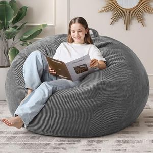 5FT Bean Bag Chairs Teardrop Bean Bag Chair for Adults Beanbag Chair with Memory Foam Filled Machine Washable Cover for Living Room, Bedroom