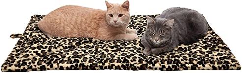 CARESFUL Luxurious Pet Cat Bed Heating Pad - ThermaNAP Quilted Faux Fur Insulated Thermal Self-Warming Pet Bed Pad for Dogs and Cats, Leopard