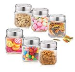 Treo By Milton Cube Storage Glass Jar, 580 ml Each, Set of 6, Transparent | BPA Free | Storage Jar | Kitchen Organizer | Air Tight | Modular | Multipurpose Jar