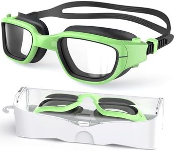 Zeligerstar Kids Swim Goggles,Swimming Goggles for Kids 6-14, Anti-Fog UV Protection Pool Goggles for Boys Girls (Green/Black+Clear Lens)