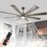 Depuley 72" Grainy Ceiling Fans with Lights and Remote, Large Reversible Modern Ceiling Light Fan with 5-Speed, Ceiling Fan for Indoor Outdoor, 3000K-6000K Quiet DC Motor 8 Blades, Timer