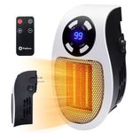 Space Heater 450W Programmable Wall Outlet Safe and Quiet Electric Heaters with remote control, LED Display, Adjustable Thermostat, Timer and Overheat Protection Portable Heater for Office Room