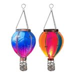 Solar Hot Air Balloon Lantern,Flame Effect Garden Ornaments Outdoor, Hanging Hot Air Balloon Solar Lantern,Flickering Flame Led Lights,Outdoor Solar Light for Garden,Porch,Yard