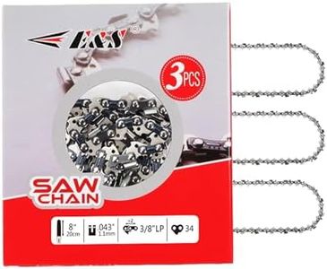 E & S 3 Pack 8 Inch Chain Saw Chain .043" Gauge 3/8" LP Pitch 34 Drive Links, Semi Chisel 8 Inch Chainsaw Chain for Craftsman Poulan Remington Ryobi Troy-Bilt Chainsaw and More