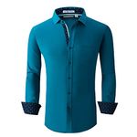 ALEX VANDO Mens Button Down Shirt Regular Fit Long Sleeve Casual Dress Shirts for Men,Green,XL