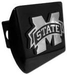 Mississippi State University"Black with Chrome"M State" Emblem" NCAA College Sports Metal Trailer Hitch Cover Fits 2 Inch Auto Car Truck Receiver