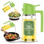 PANCA 500ml 2 in 1 Glass Oil Sprayer and Dispenser Bottle, Premium Nozzle, Multi Color (2 IN 1 OIL DISPENSER AND SPRAYER)