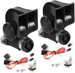 2 PCS Air Horn for Truck, 12V 150DB Super Loud Train Horn for Car, Electric Snail Car Horn Truck Horn with Compressor for Any 12V Vehicles Trains Boats Trucks Motorcycles black