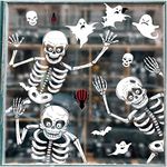 AXLOFO® 8 Sheets Halloween Party Decoration, 76 Pcs Reusable Halloween Window Stickers, Skeleton and Ghost Window Decals for Halloween (PVC)