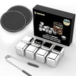 EXOMOON 8 Pack Reusable Stainless Steel Ice Cubes for Drinks - Metal Whiskey Stones, High Cooling Technology, for Whiskey, Vodka, Liqueurs, Wine, Beverage Juice or Soda, Pack of 8