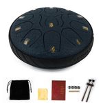 Essenza 11 Notes 6 Inch Grey Bali Hai Alloy Steel Tongue Drum Perfect Percussion Musical Instrument for Kids and Adults - Handpan Drum for Meditation, Yoga Includes Mallets, Finger Picks & Travel Bag