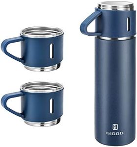 Stainless Steel Thermo 500ml/16.9oz Vacuum Insulated Bottle with Cup for Coffee Hot Drink and Cold Drink Water Flask.(Blue,Set)