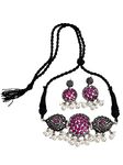 Shining Diva Fashion Latest Stylish Traditional Oxidised Silver Necklace Jewellery Set for Women (13199s)