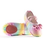 Phineein Girls Ballet Shoes for Practice Ballet Slipper for Dancing, Sparkle Rainbow, 11 Little Kid