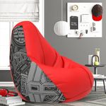 ComfyBean Bag with Beans Filled 4XL- Official: Roadies Bean Bags - Max User Height : 5.5-6 Ft.-Weight : 70-99 Kgs(Model: Roadies-Artwork 16 - Red)